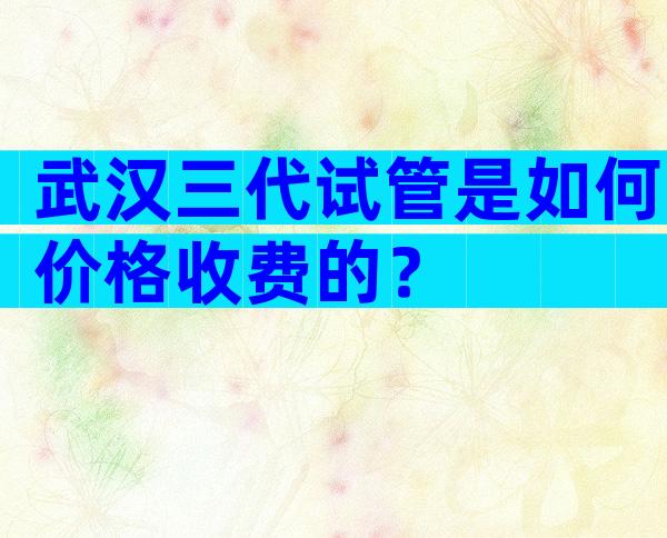 武汉三代试管是如何价格收费的？