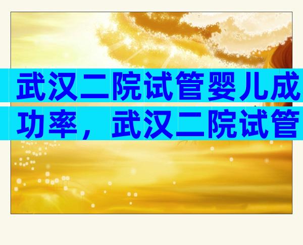 武汉二院试管婴儿成功率，武汉二院试管婴儿成功率高吗？