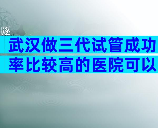 武汉做三代试管成功率比较高的医院可以签约吗