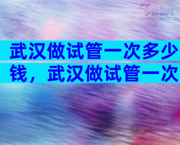 武汉做试管一次多少钱，武汉做试管一次多少钱啊