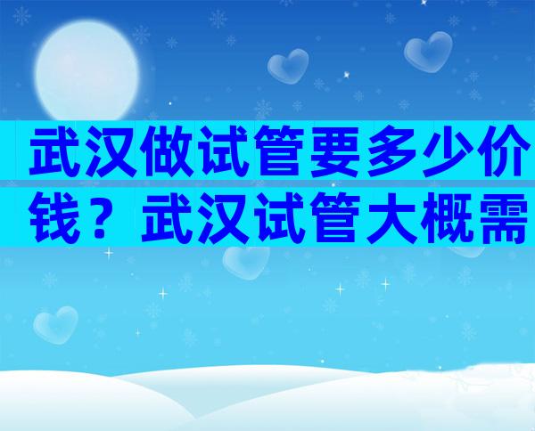 武汉做试管要多少价钱？武汉试管大概需要多少钱？