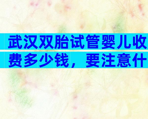 武汉双胎试管婴儿收费多少钱，要注意什么？