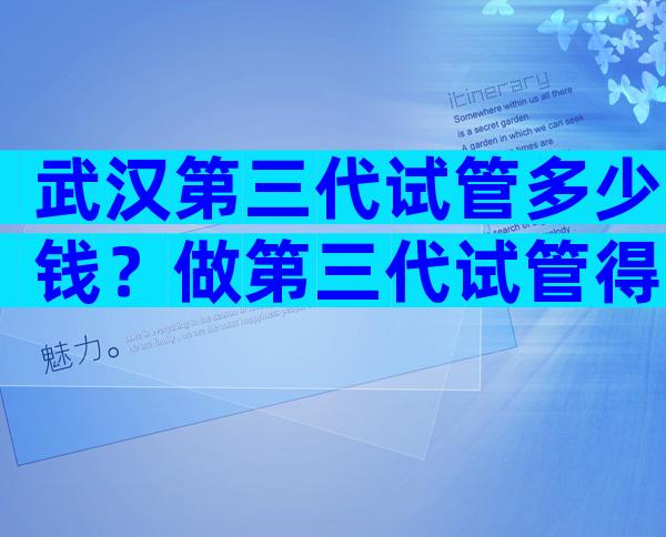 武汉第三代试管多少钱？做第三代试管得多少钱