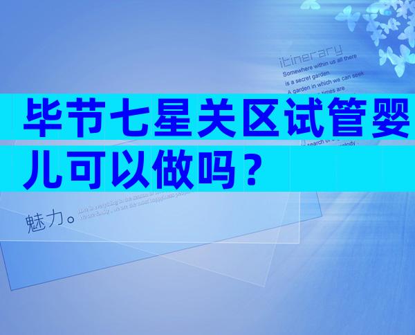 毕节七星关区试管婴儿可以做吗？