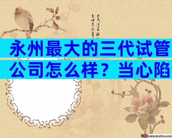 永州最大的三代试管公司怎么样？当心陷入高成功率骗局