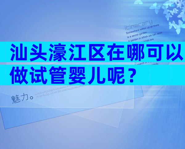 汕头濠江区在哪可以做试管婴儿呢？