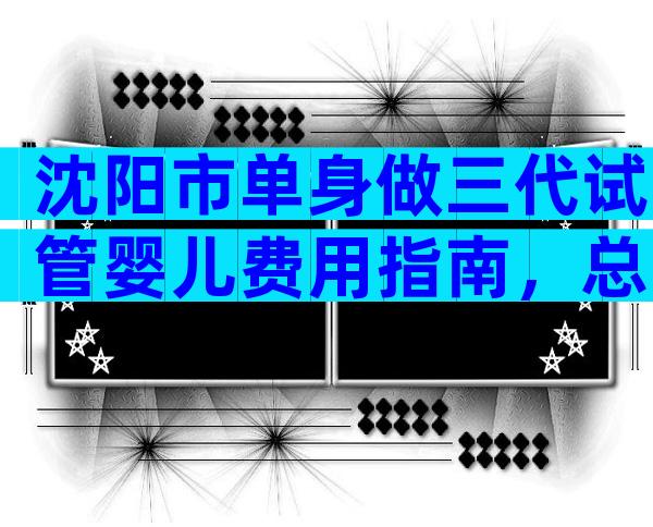 沈阳市单身做三代试管婴儿费用指南，总结费用清单