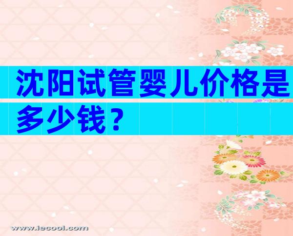 沈阳试管婴儿价格是多少钱？