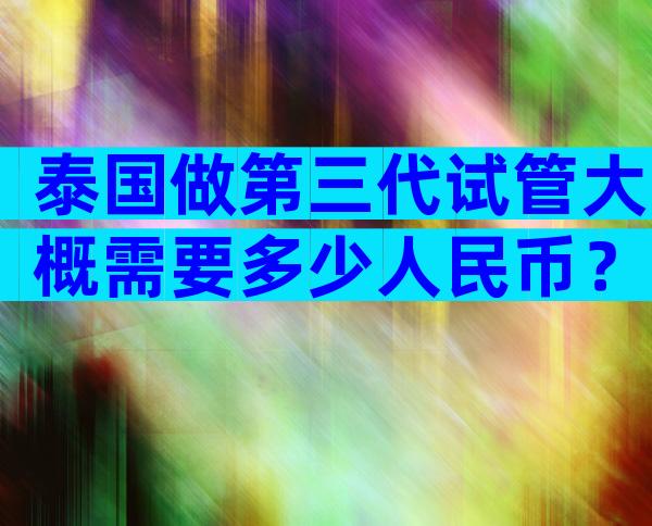 泰国做第三代试管大概需要多少人民币？