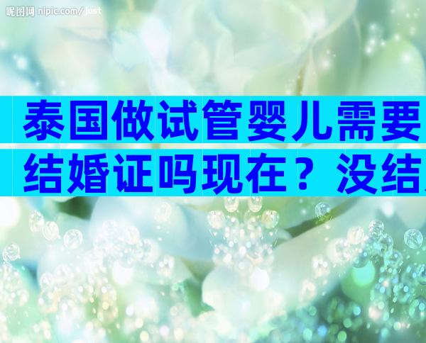 泰国做试管婴儿需要结婚证吗现在？没结婚证能不能做