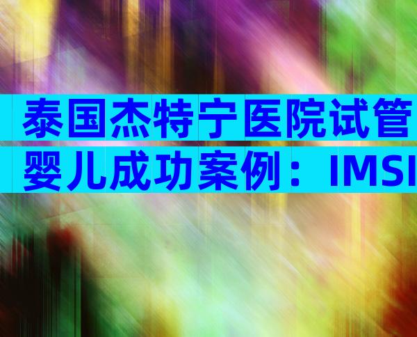 泰国杰特宁医院试管婴儿成功案例：IMSI技术是“功臣”