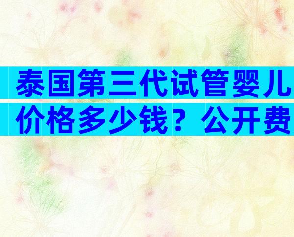 泰国第三代试管婴儿价格多少钱？公开费用明细更明智！