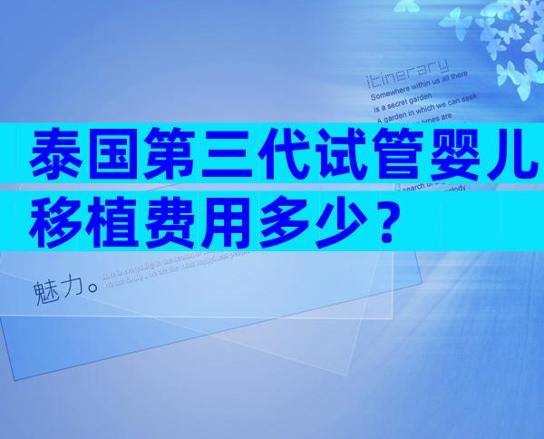 泰国第三代试管婴儿移植费用多少？