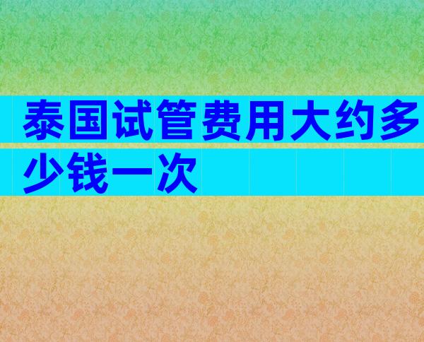 泰国试管费用大约多少钱一次