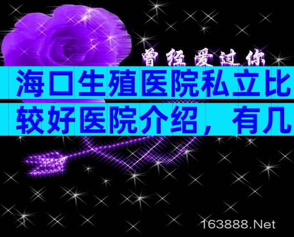 海口生殖医院私立比较好医院介绍，有几家可以做三代？