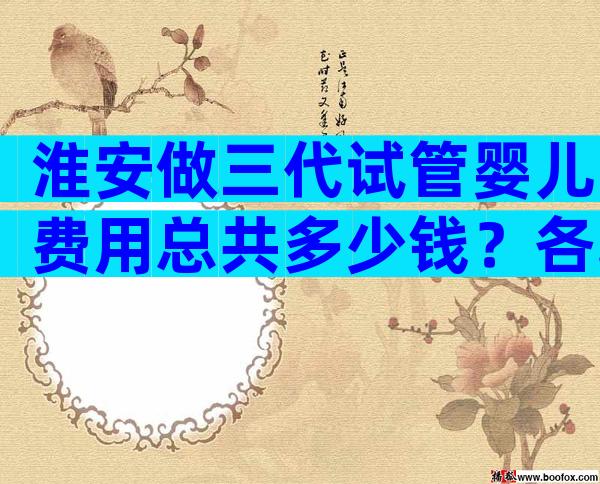 淮安做三代试管婴儿费用总共多少钱？各项目分别多少？