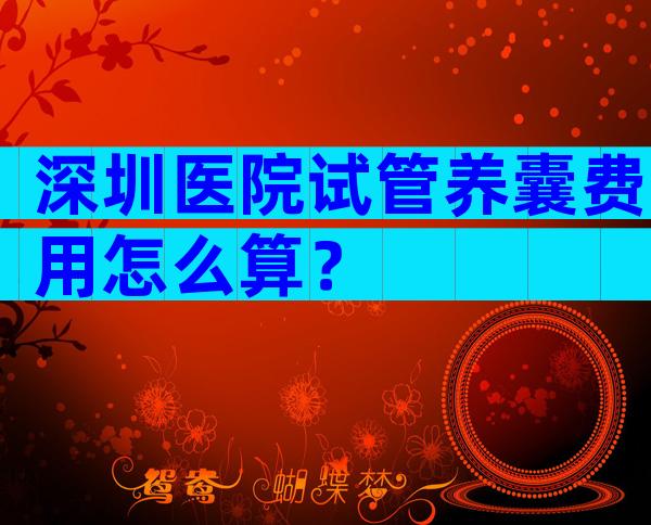 深圳医院试管养囊费用怎么算？