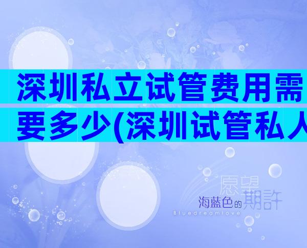 深圳私立试管费用需要多少(深圳试管私人机构)