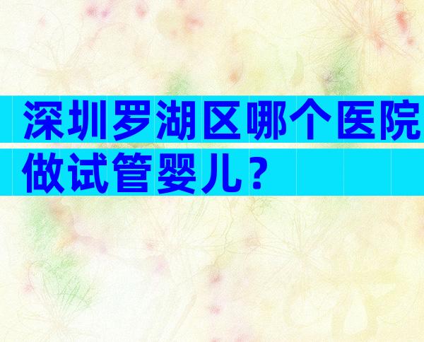 深圳罗湖区哪个医院做试管婴儿？