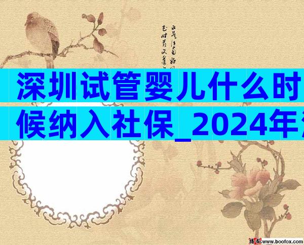 深圳试管婴儿什么时候纳入社保_2024年深圳做试管婴儿