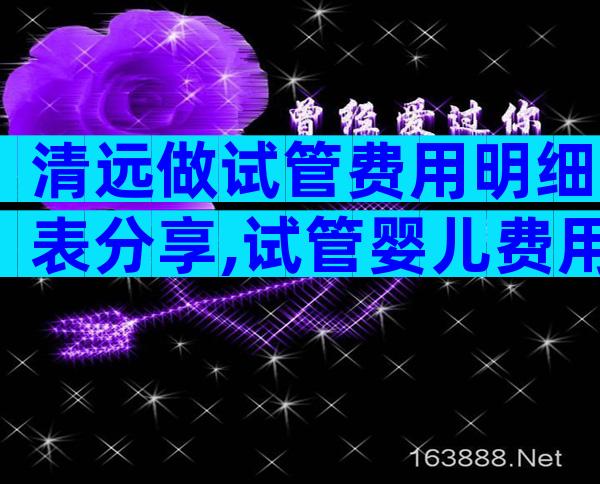 清远做试管费用明细表分享,试管婴儿费用多少钱