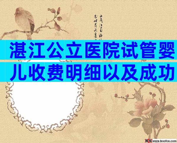 湛江公立医院试管婴儿收费明细以及成功率数据分享！