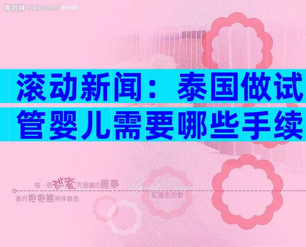 滚动新闻：泰国做试管婴儿需要哪些手续？附自助攻略