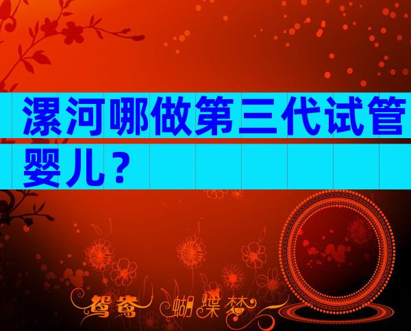 漯河哪做第三代试管婴儿？