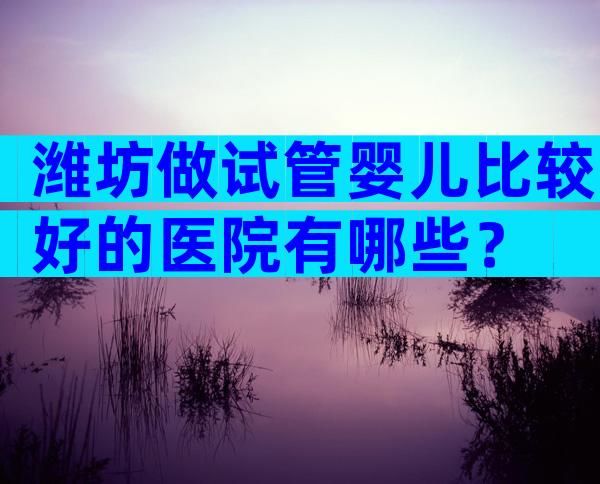 潍坊做试管婴儿比较好的医院有哪些？