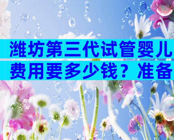 潍坊第三代试管婴儿费用要多少钱？准备8万够用吗？