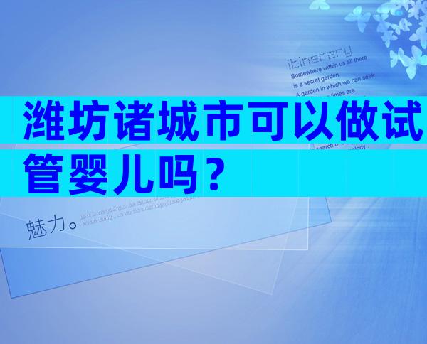 潍坊诸城市可以做试管婴儿吗？