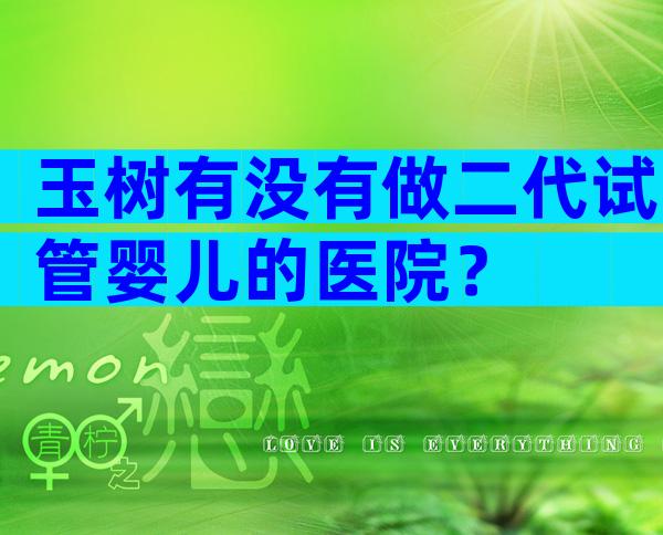 玉树有没有做二代试管婴儿的医院？