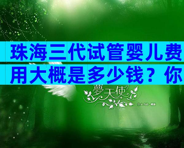 珠海三代试管婴儿费用大概是多少钱？你要的都在这里