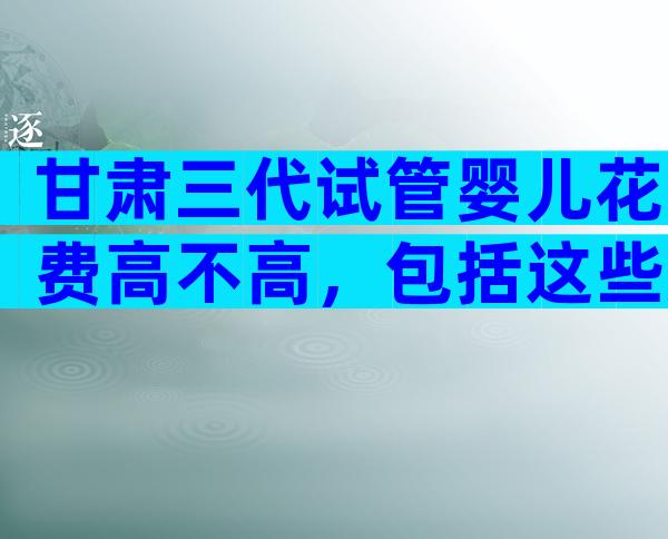 甘肃三代试管婴儿花费高不高，包括这些方面！