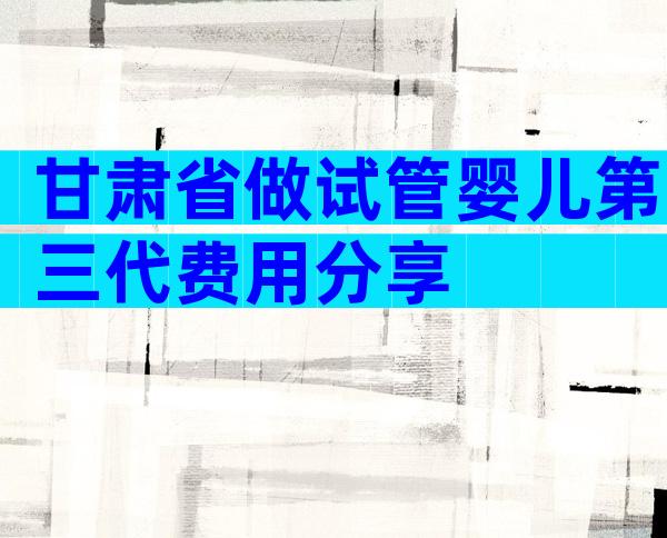 甘肃省做试管婴儿第三代费用分享