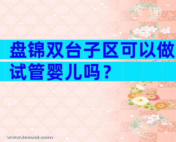 盘锦双台子区可以做试管婴儿吗？