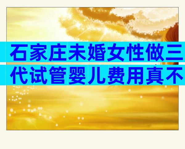 石家庄未婚女性做三代试管婴儿费用真不贵，详细价格表爆出