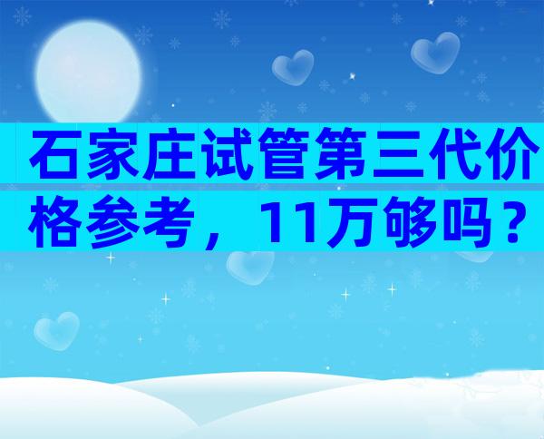 石家庄试管第三代价格参考，11万够吗？