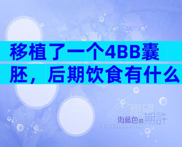 移植了一个4BB囊胚，后期饮食有什么禁忌？