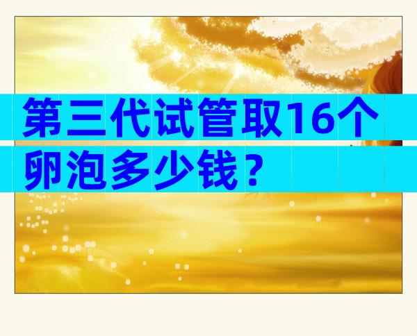 第三代试管取16个卵泡多少钱？