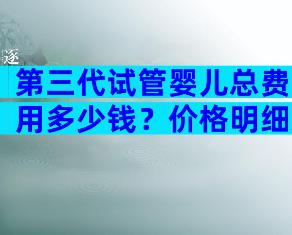 第三代试管婴儿总费用多少钱？价格明细又是怎样的？