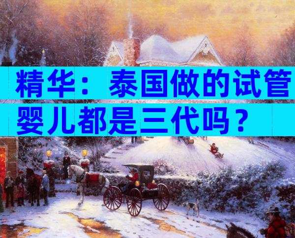 精华：泰国做的试管婴儿都是三代吗？