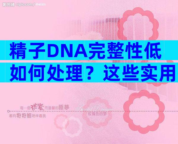 精子DNA完整性低如何处理？这些实用指南值得收藏！