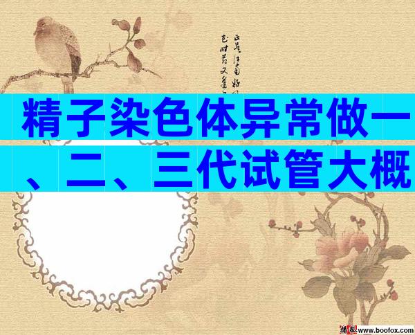 精子染色体异常做一、二、三代试管大概费用多少？