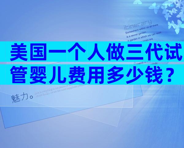 美国一个人做三代试管婴儿费用多少钱？附流程明细