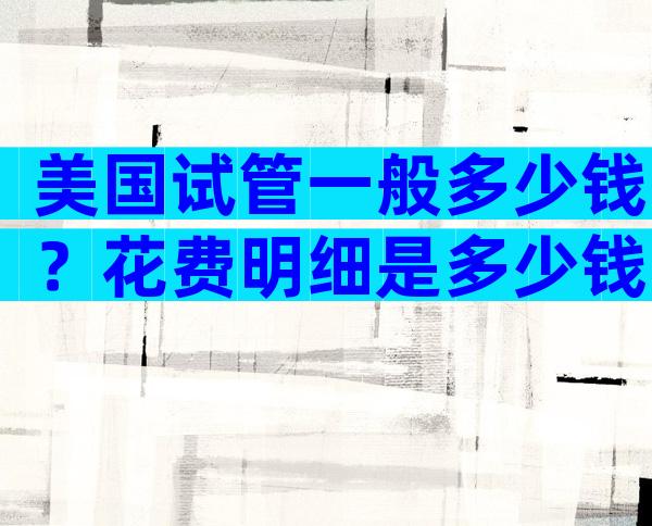 美国试管一般多少钱？花费明细是多少钱？