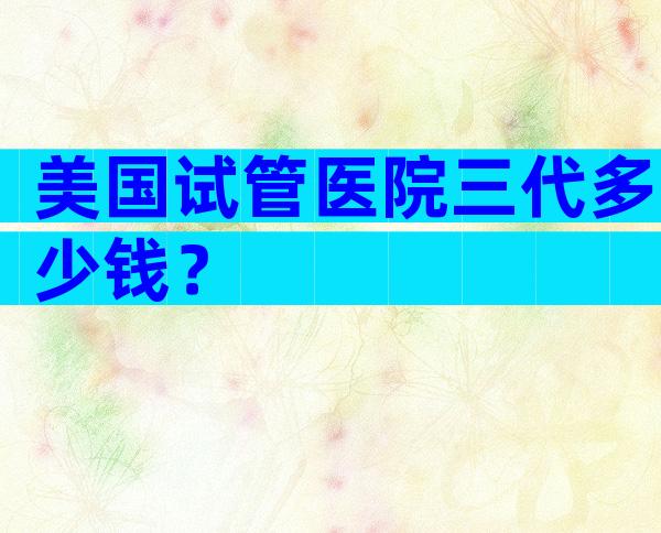 美国试管医院三代多少钱？