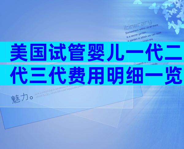 美国试管婴儿一代二代三代费用明细一览