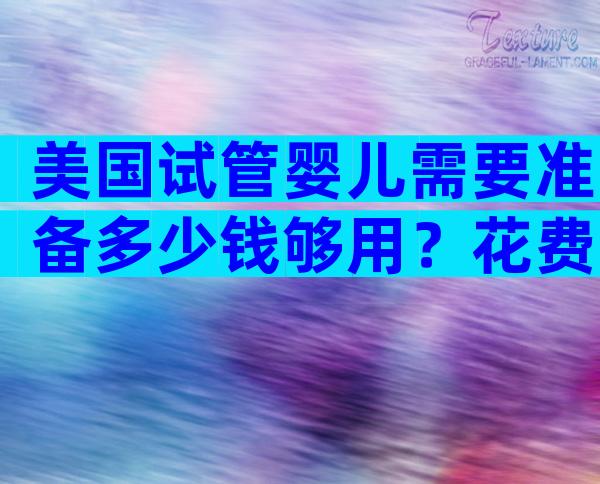 美国试管婴儿需要准备多少钱够用？花费明细是什么呢？