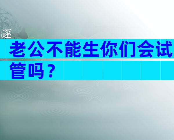 老公不能生你们会试管吗？